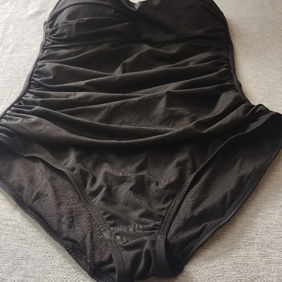 Black Strapless WOMENS ANNE COLE BEAUTIFUL SWIMSUIT SWIMWEAR ONE-PIECE SUIT - Picture 5 of 16